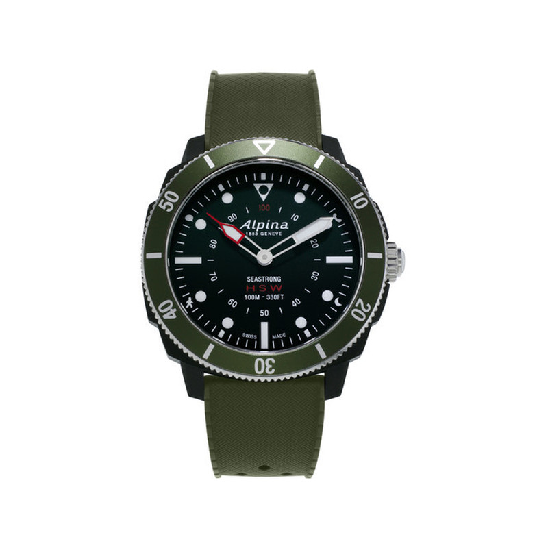 Montre Alpina homme caoutchouc kaki