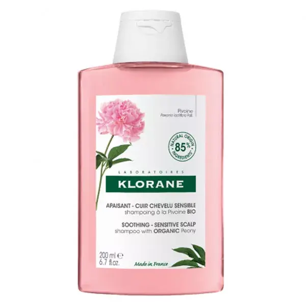 Shampoo Suavizante de Peônia Klorane para Couro Cabeludo Sensível 200ml
