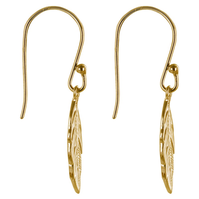Boucles d'Oreilles Plaqué Or Petite Plume