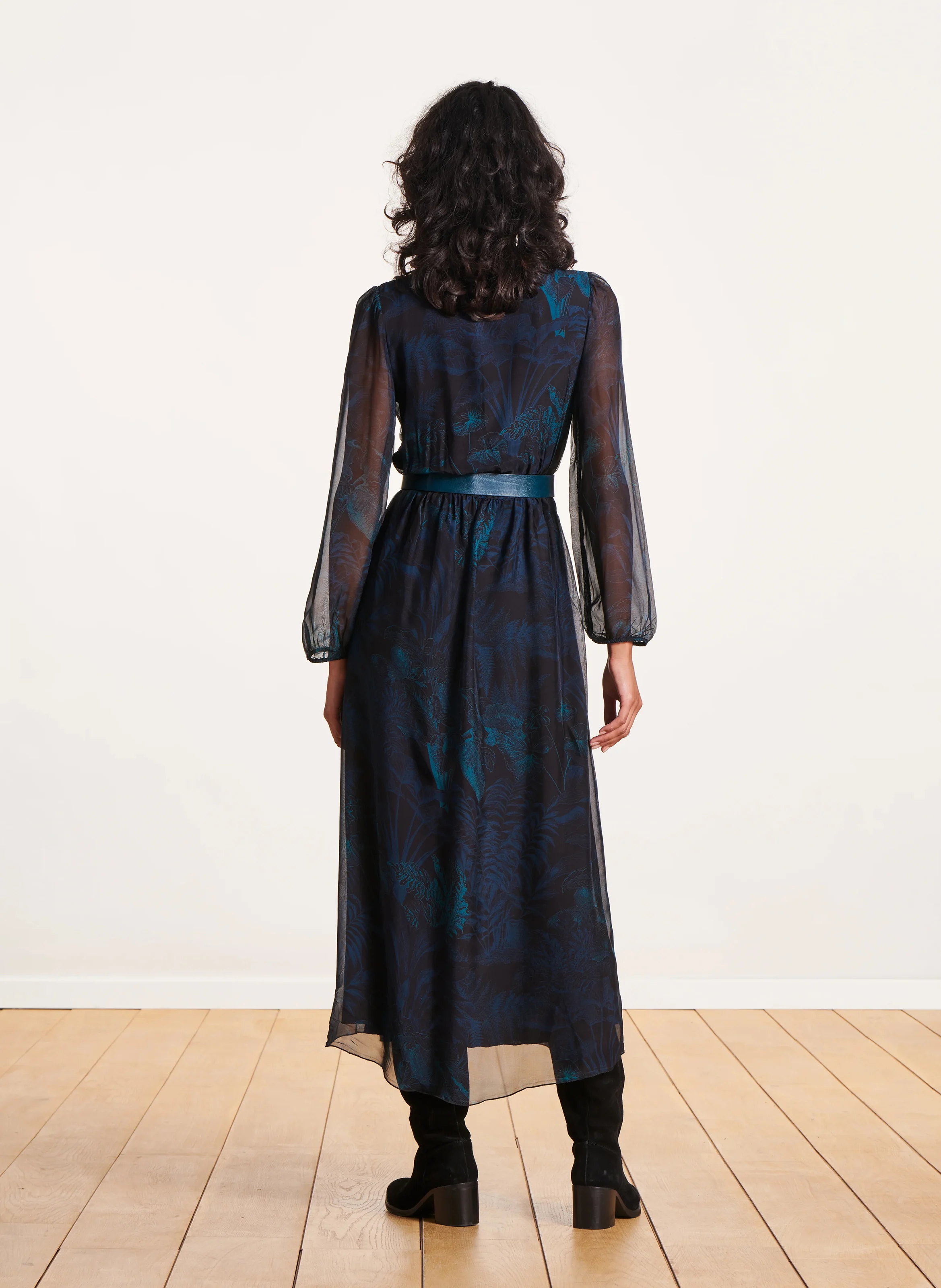 Robe longue col V imprimée | Multicolore