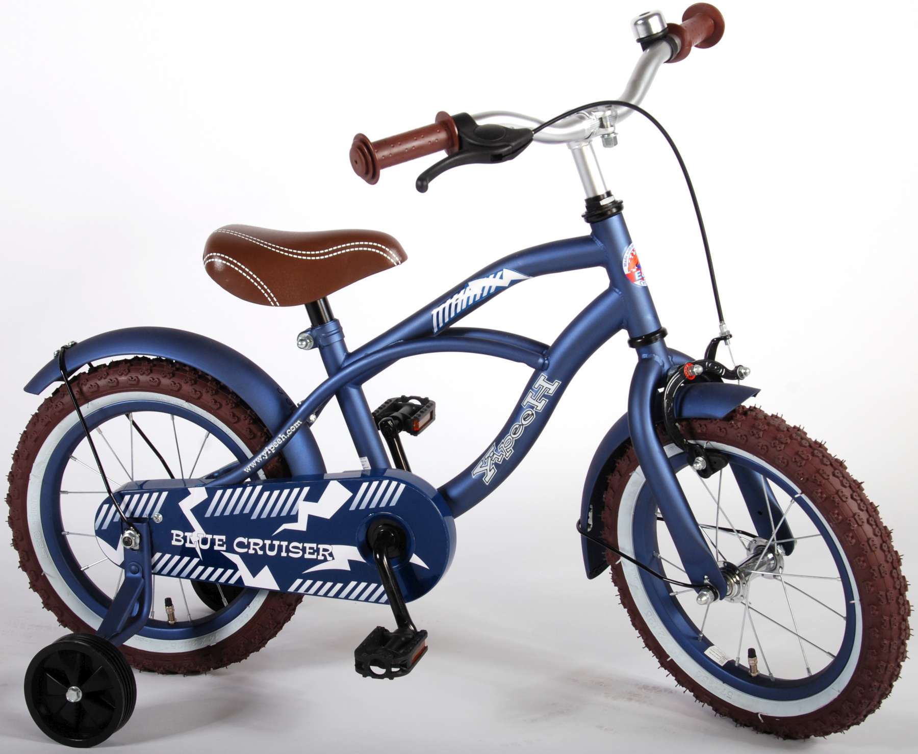 TPFSports Black Cruiser Kinderfahrrad - Jungen - 14 Zoll - Rücktritt + Handbremse - Schwarz