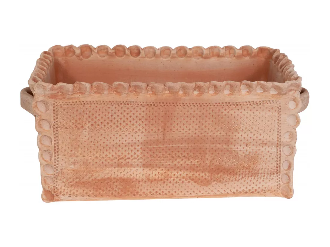 BISCOTTINI Jardinière - Finition Argile Marbrée Toscane - Jardin - Boîte de Rangement - Décorative - Extérieur - Terrasse - Balcon - 42x25x17cm