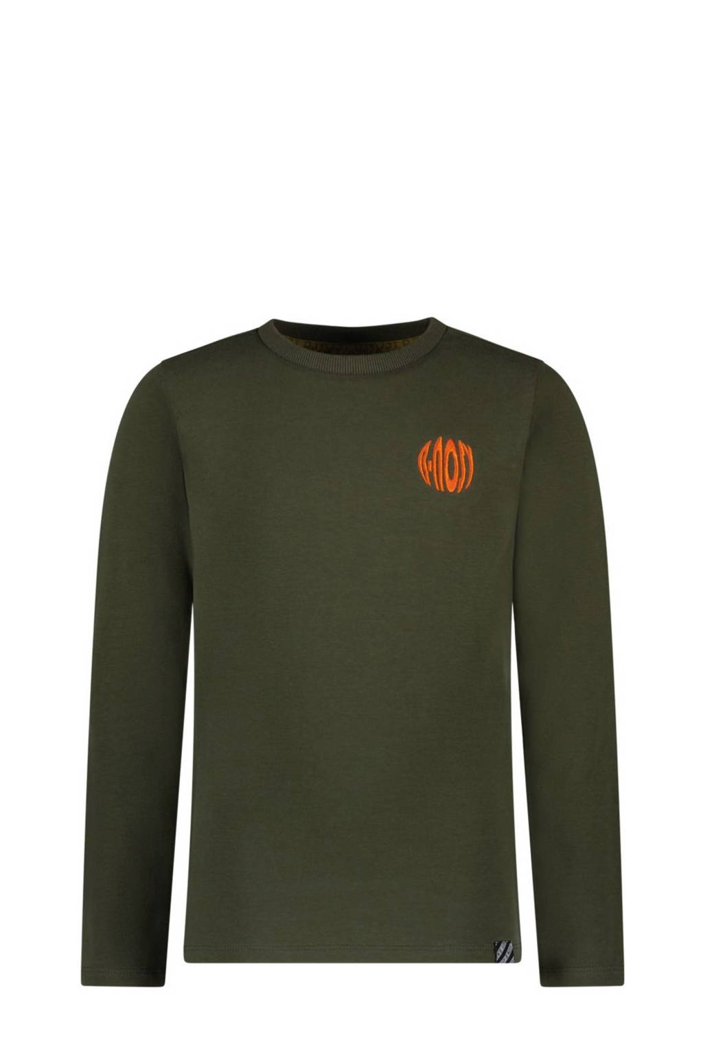 B.Nosy longsleeve Trevor met backprint donkergroen/oranje