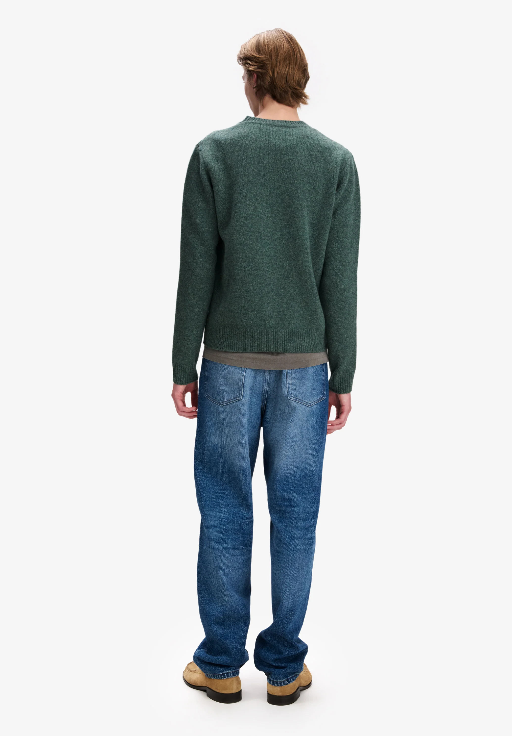 Pull ample en laine vert chiné - Vert chine