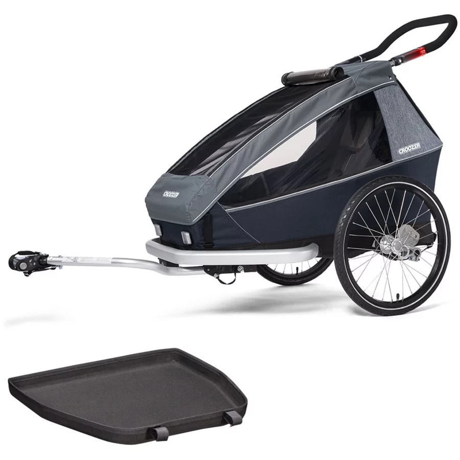 CROOZER Kinderfahrradanhänger  Kid Vaaya 1 Graphite blue inklusive Fußraumschutzwanne