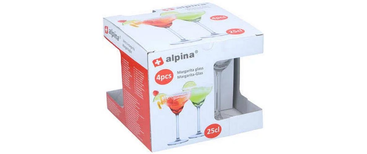 Margarita Cocktailgläser 250 ml, 4 Stück, TransparentSet mit 4 Cocktailgläsern, geeignet für Margarita und andere Getränke