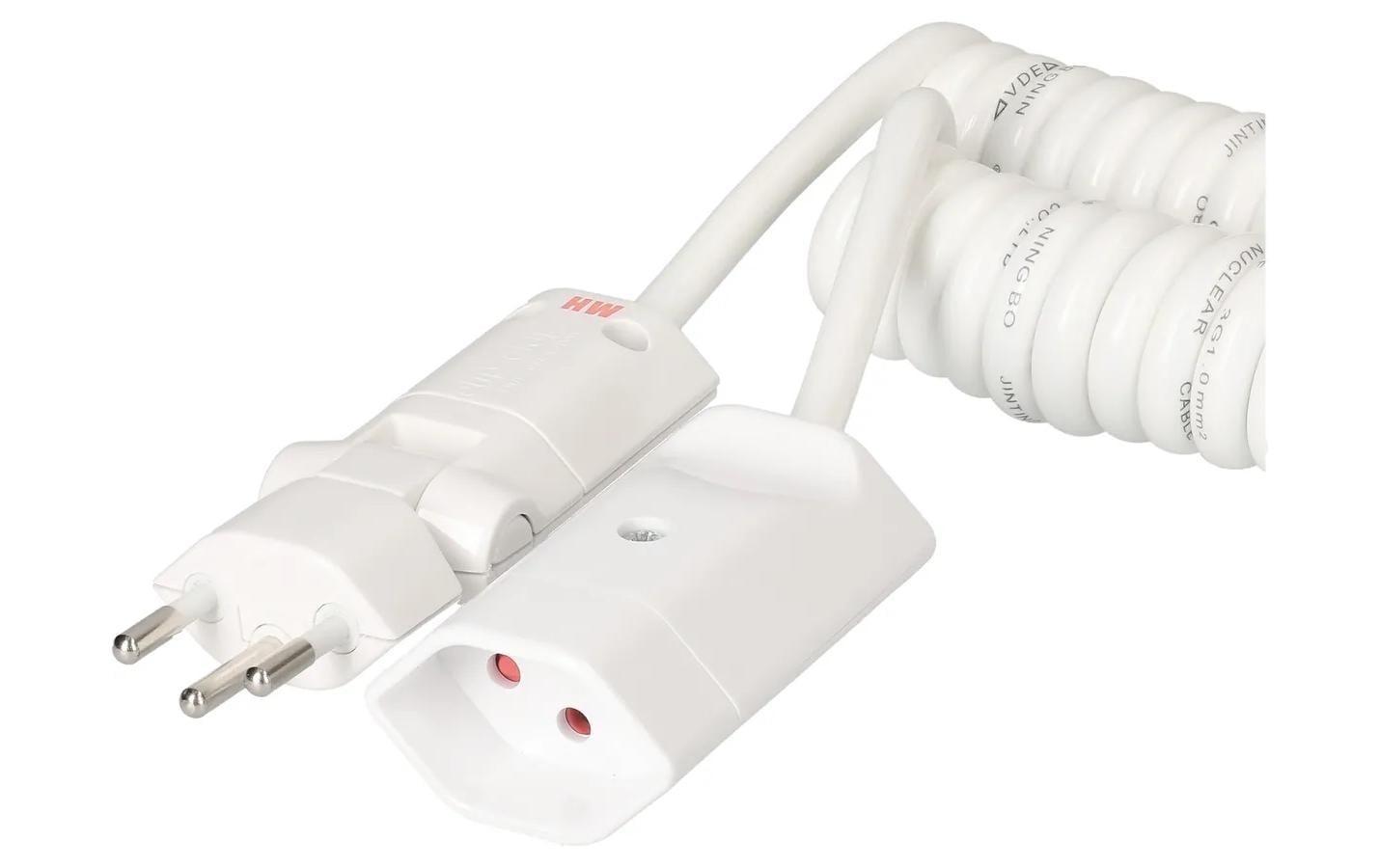 Verlängerungskabel 2.5 m T13 - T12 ClipClap, WeissSpiralverlängerungskabel mit Clip-Clap Stecker