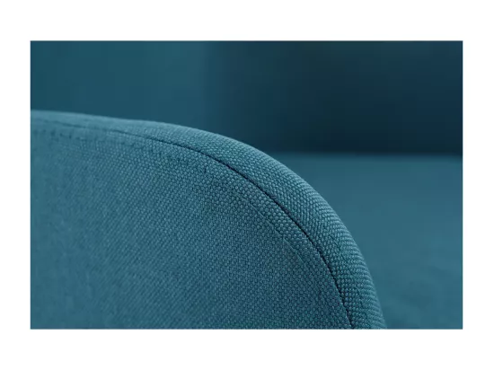 Chaise de bureau à roulettes en tissu bleu canard et acier chromé SHANA