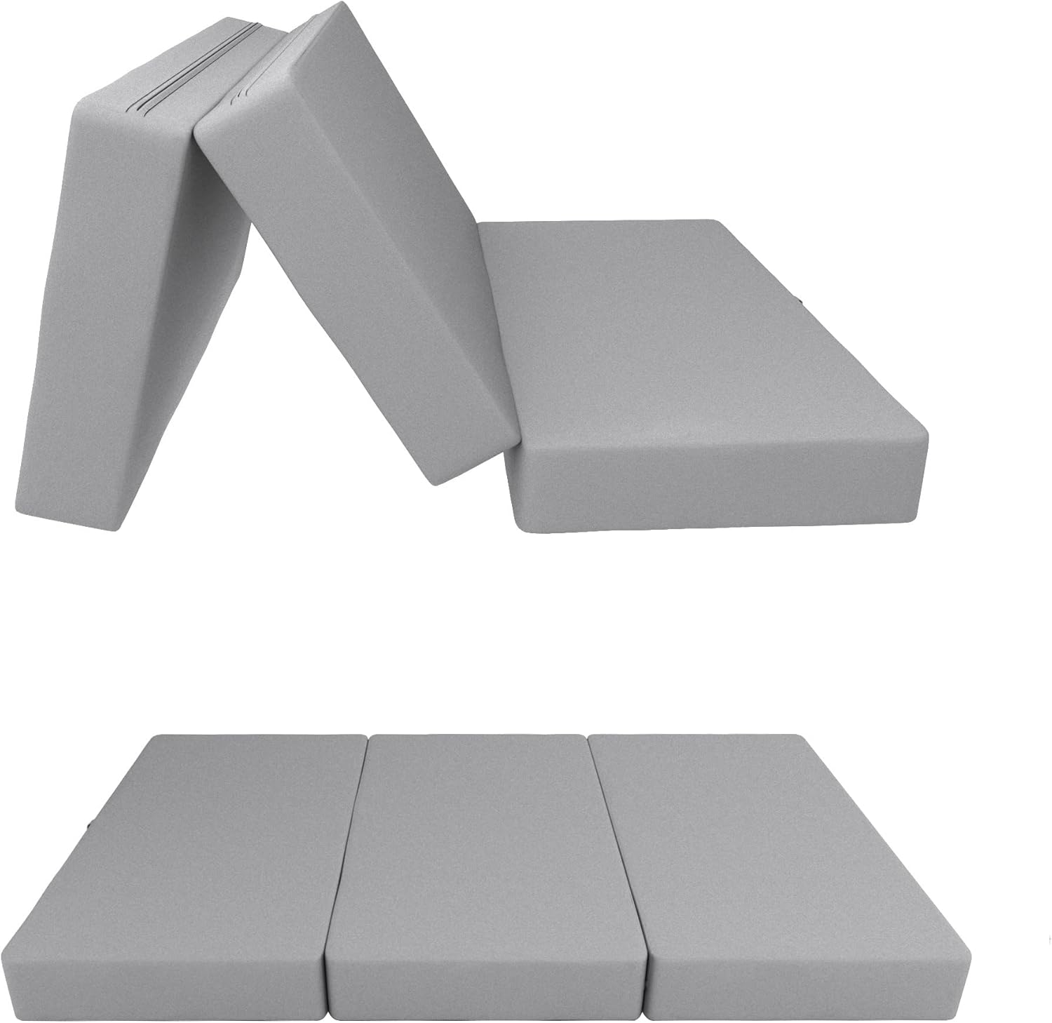 POKAR Klappmatratze 3-teilige Faltmatratze Wasserabweisend Camping Matratze Gästematratze Feldbett Klappbett Gästebett Bodenmatratze Schlafmatratze 120 x 195 x 15 cm, Grau
