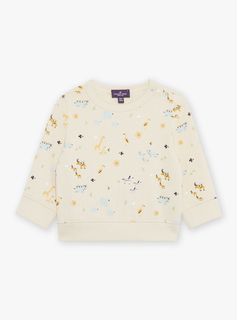 Sweat en molleton jaune animaux de la savane
