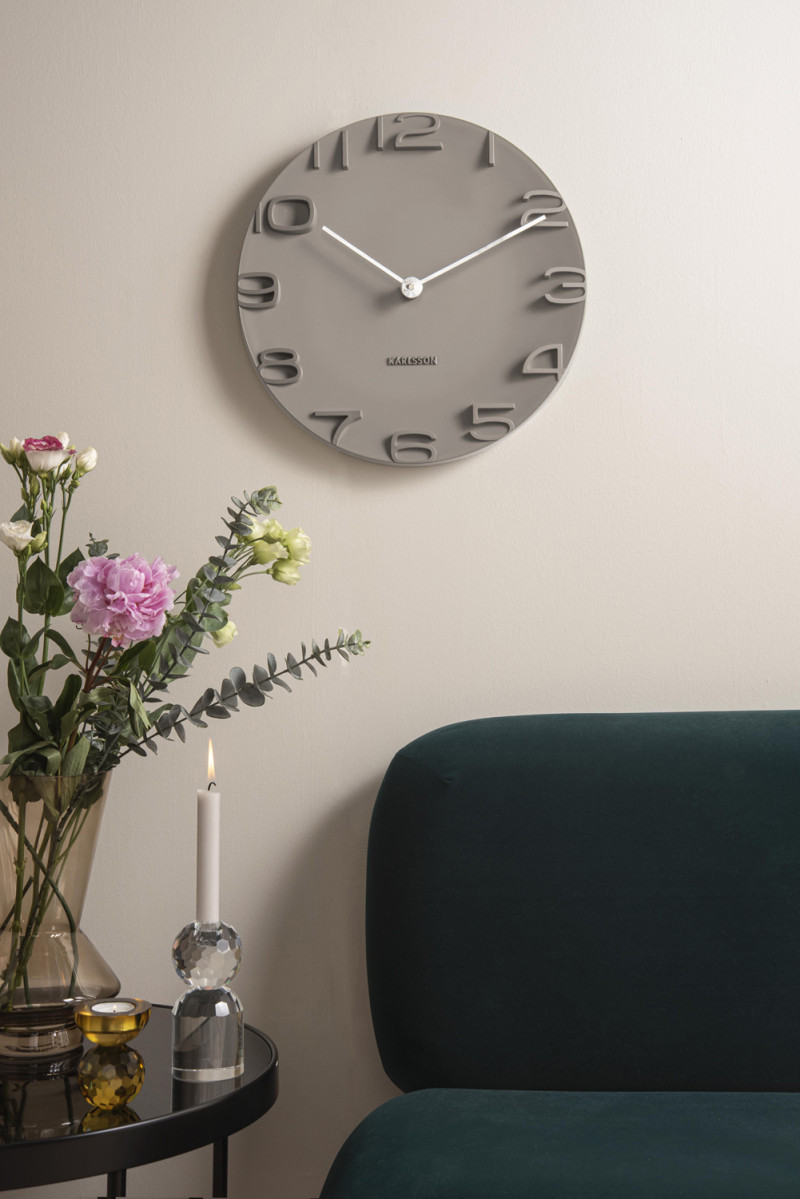 Wall Clock On The Edge KA5311GY Warm grey