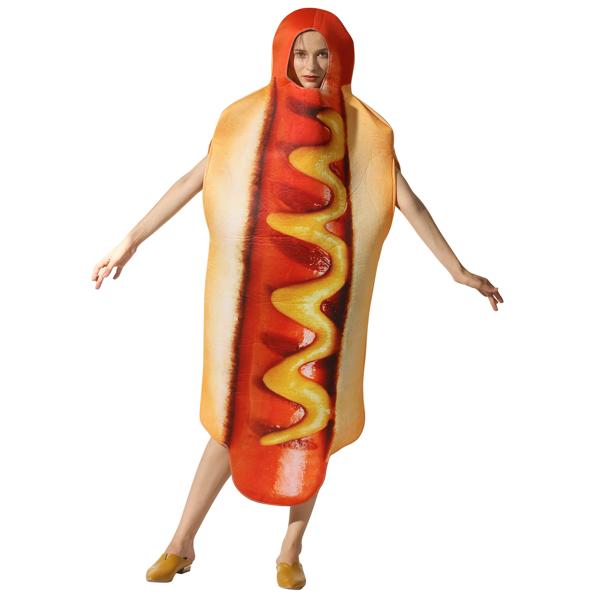 (175-180cm) Fasnachts Erwachsenen Kostüm Hot Dog Verkleidung für Motto Partys / Halloween - Bunt