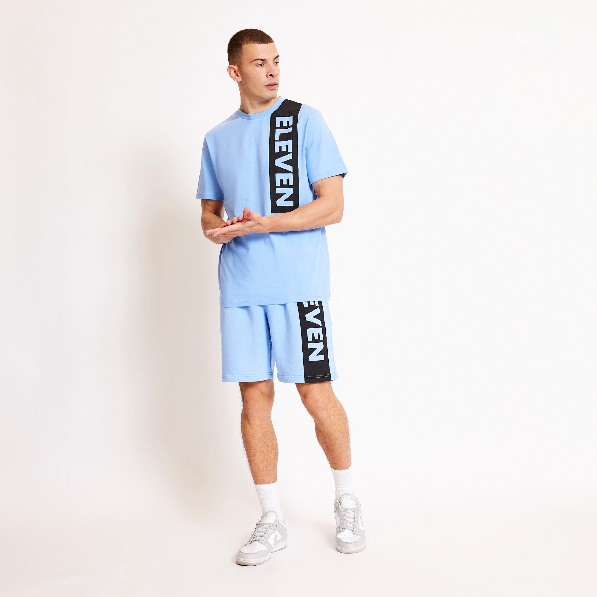 11 Degrees 11D Block Graphic T Shirt Vista Blue