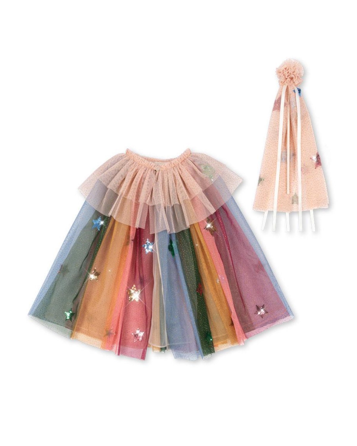 Kostyme m/ Glitter Paljetter – Kappe og Stav | Glitter Rainbow Costume