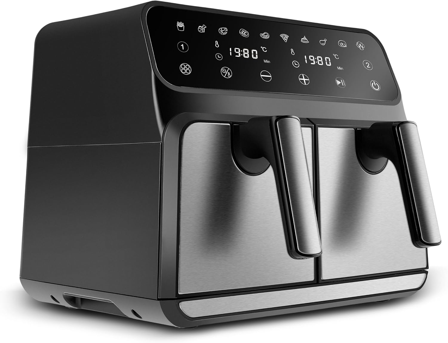 Karaca Multifry XXXL 4+4 Liter Digital Twin Twin Airfryer - Gesündere und Köstliche Zubereitung von Mahlzeiten für die Ganze Familie - 1700 W Leistung und 360-Grad-Luftzirkulationstechnologie