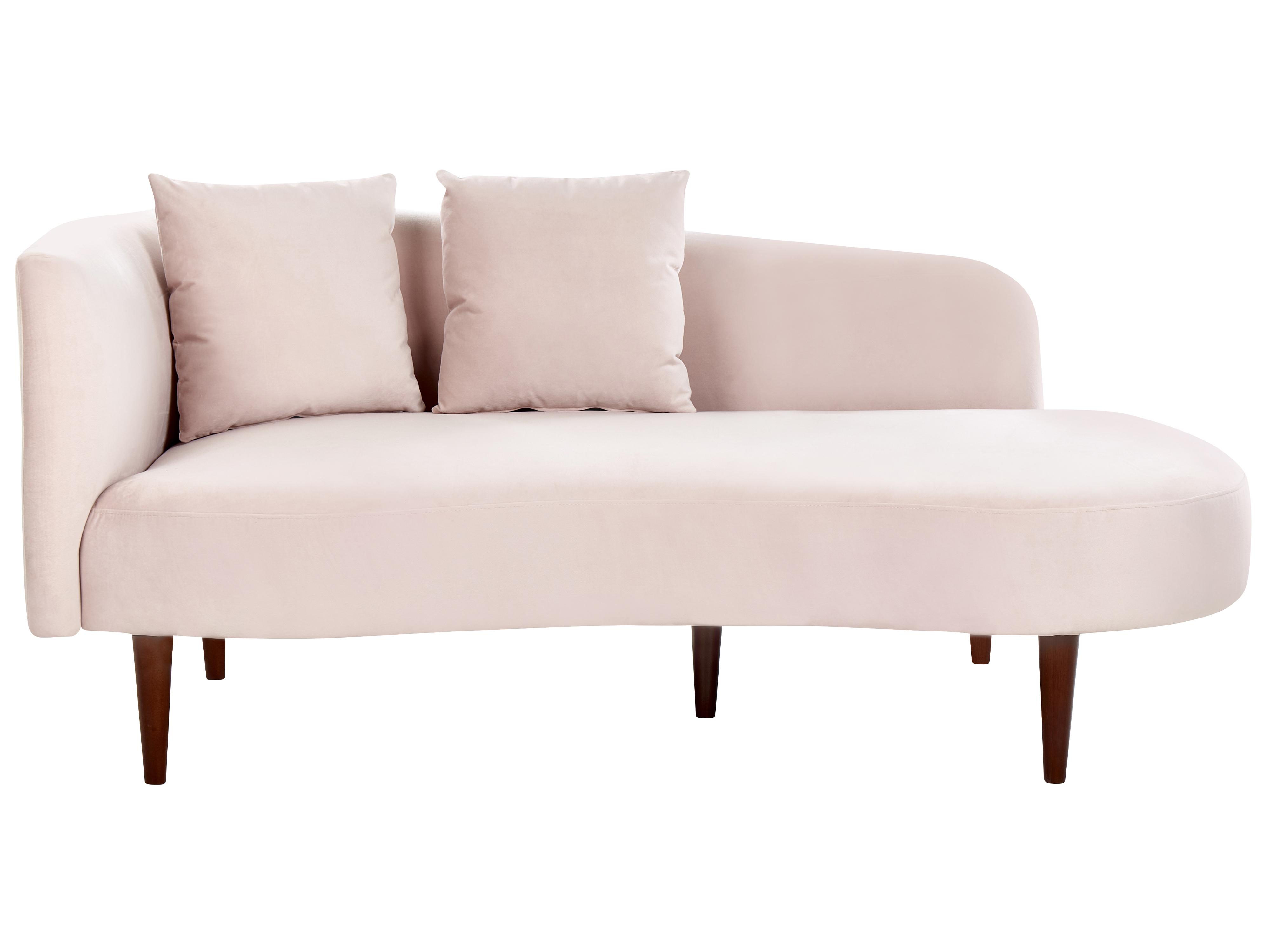 Linkszijdige chaise longue CHAUMONT Fluweel Pastelroze