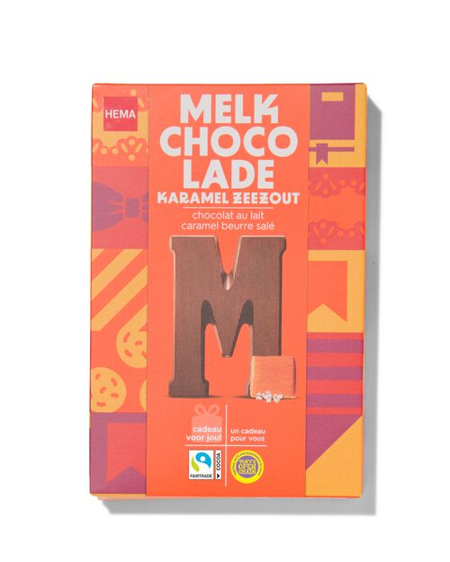 lettre M en chocolat au lait caramel beurre salé 135g