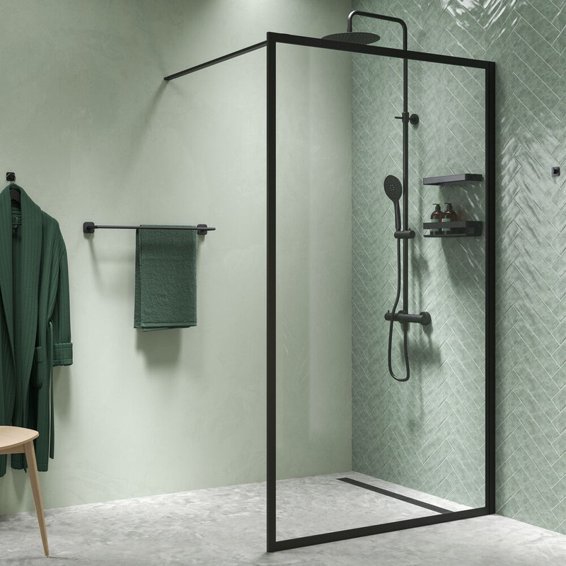 Sealskin Contour Inloopdouche type A3 98x200 cm, 6 mm helder veiligheidsglas met antikalklaag Mat zwart