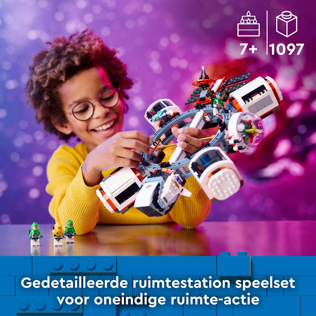 Uitgebreide leuke setModulair ruimtestation Ruimteschip Speelgoed voor Kinderen vanaf 7 jaar 60433