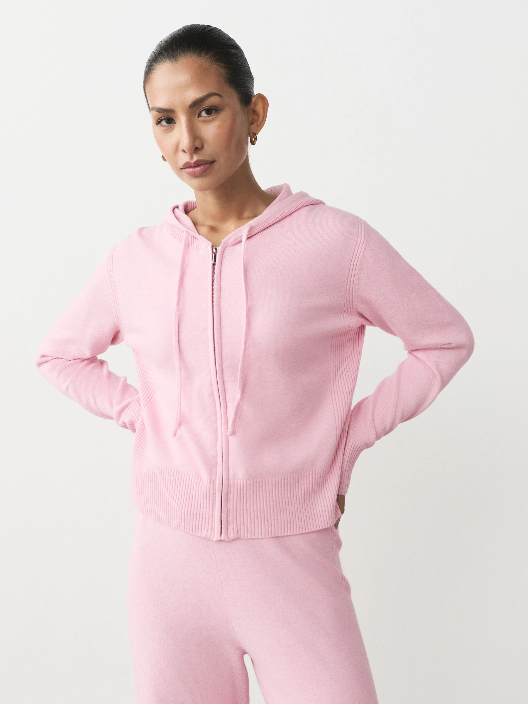 Lichtroze - Super Soft Co-Ord Knitted Zip Through Hoodie