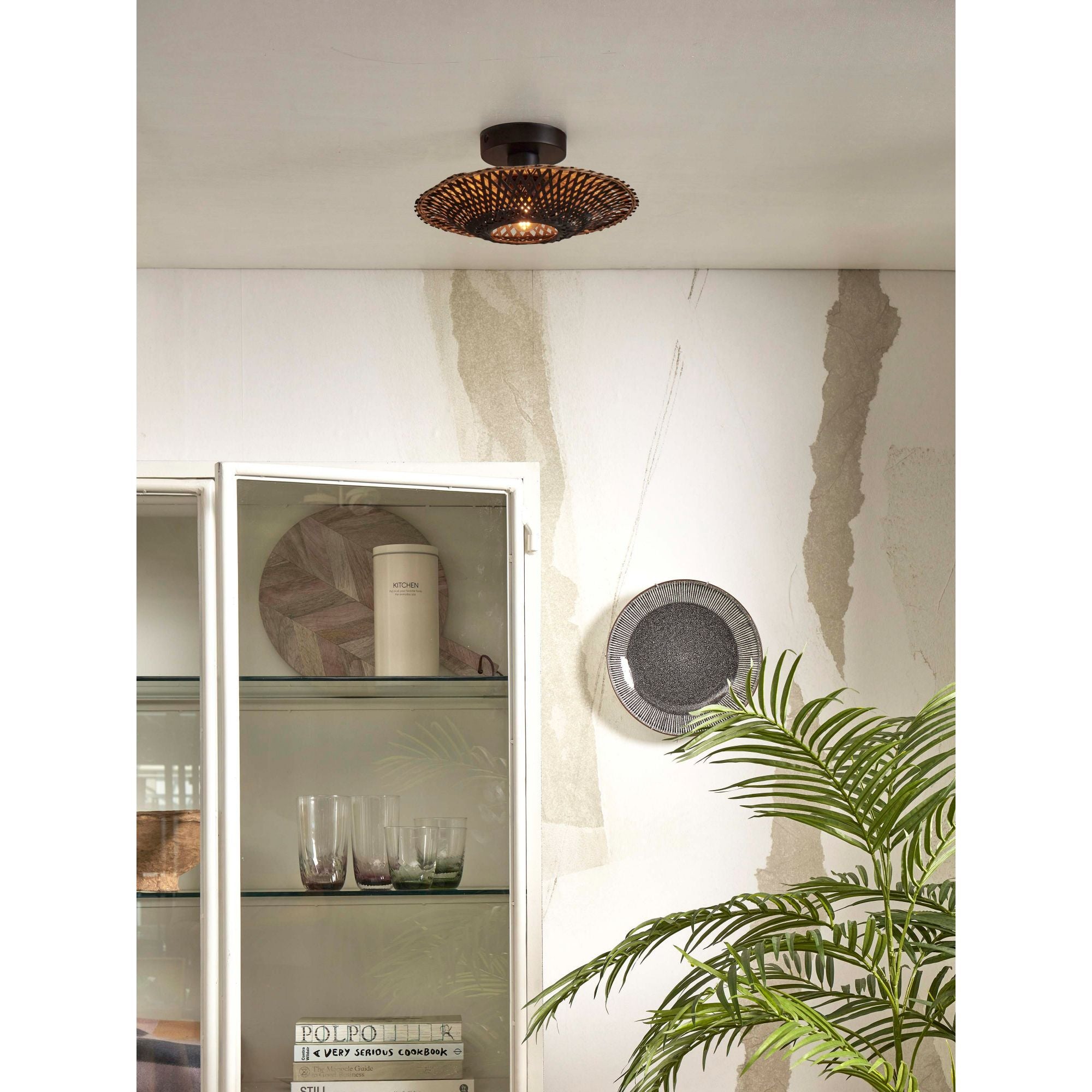GOOD&MOJO Kalimantan Plafondlamp - Ã30cm - Zwart / Bamboe