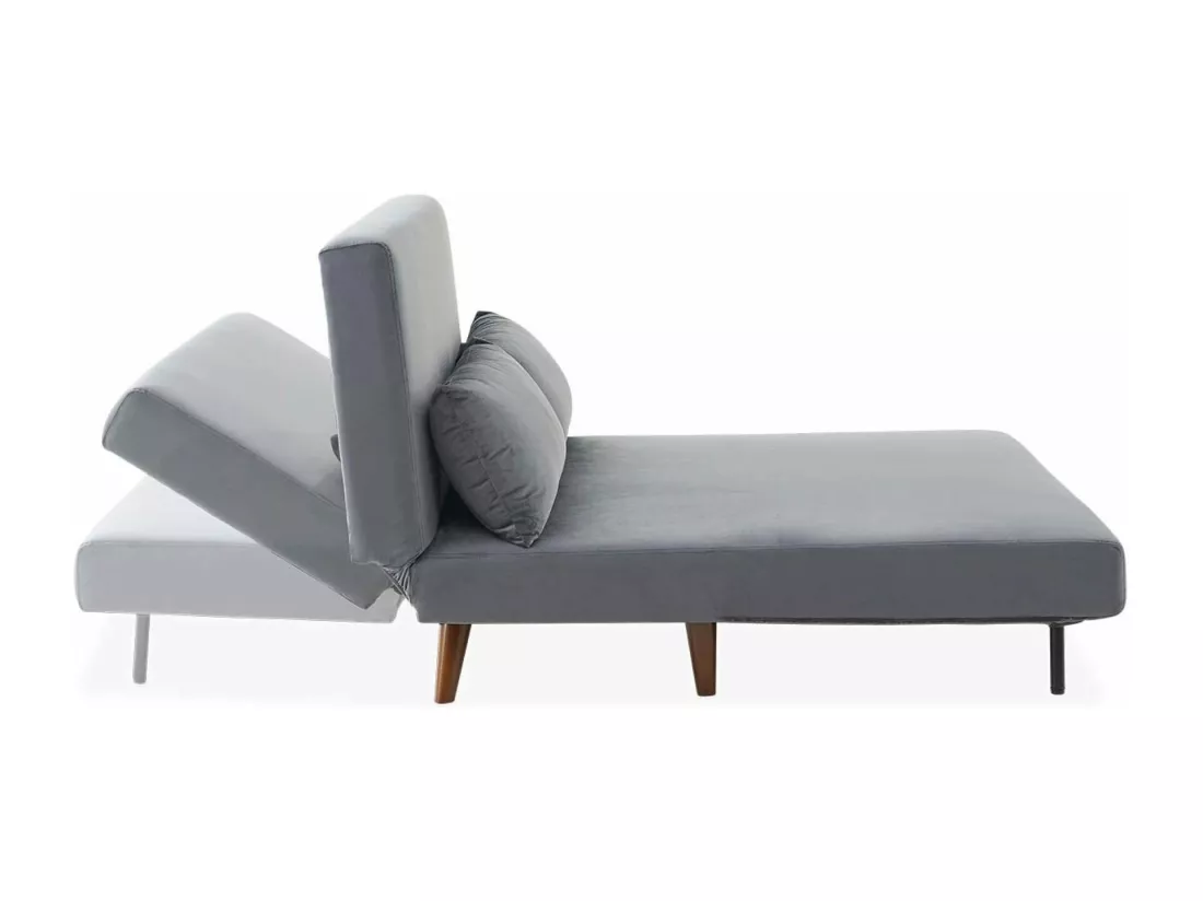 Canapé convertible 2 places gris foncé - Guesta - pieds bois. banquette. dossier inclinable