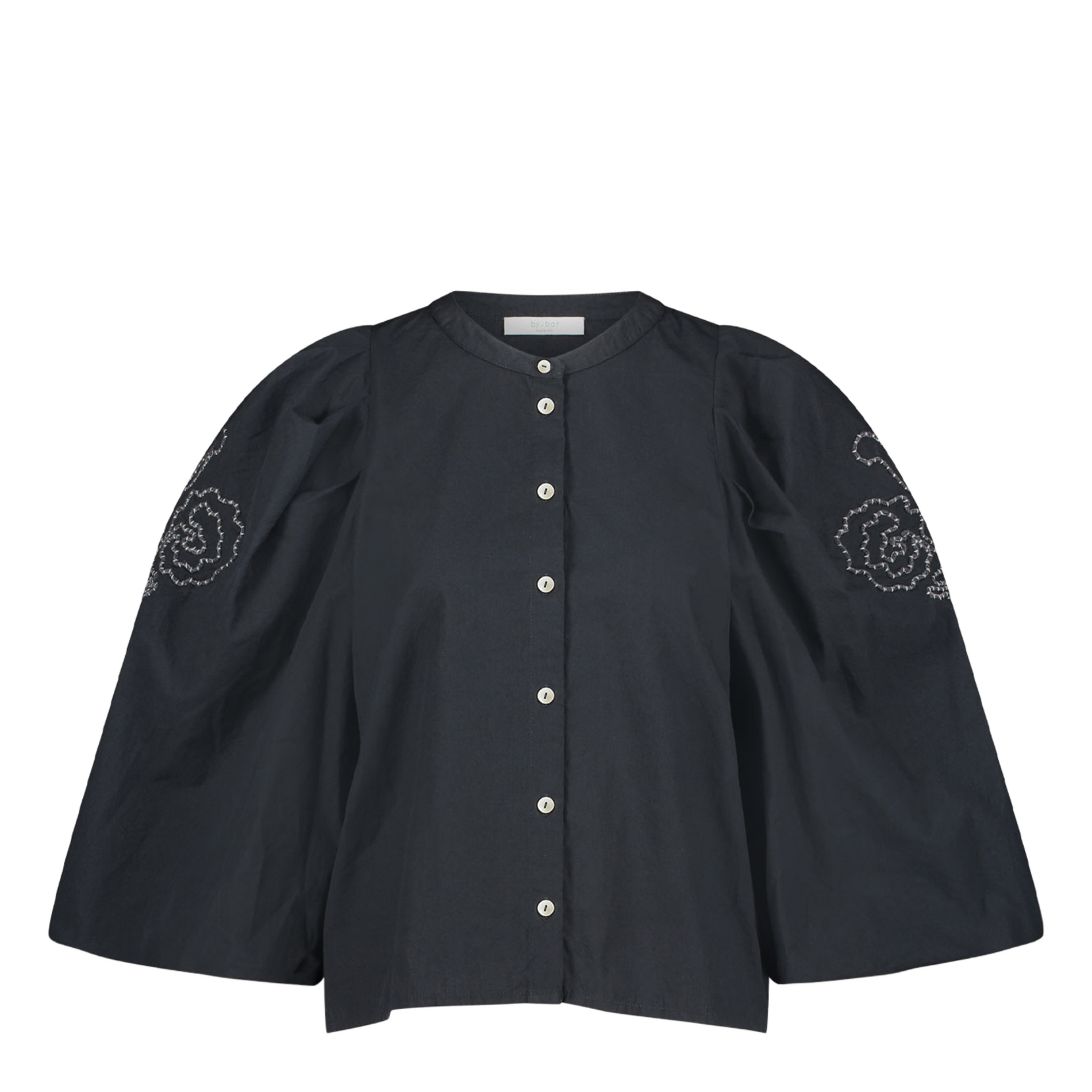ZIGGY - Blouse col rond brodée en coton| Bleu