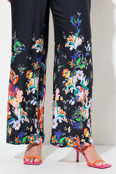 Hose, Wide Legs, floraler Druck