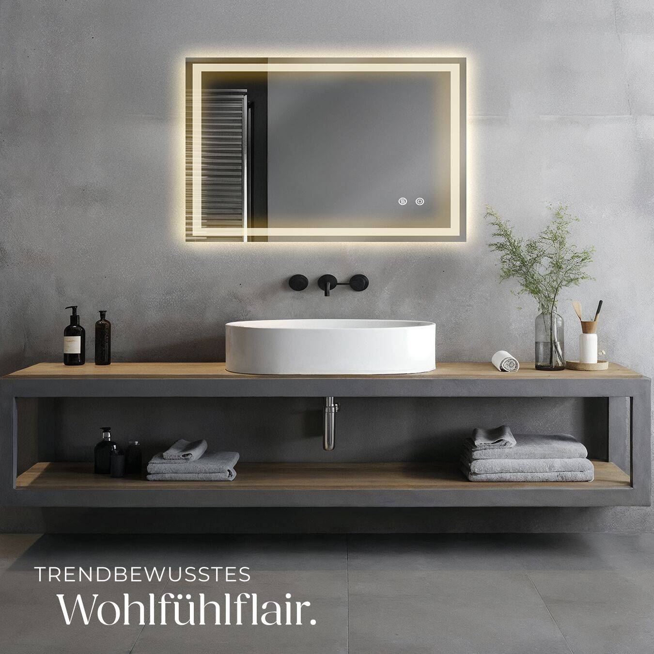 Rechteckiger LED Badezimmerspiegel Clara