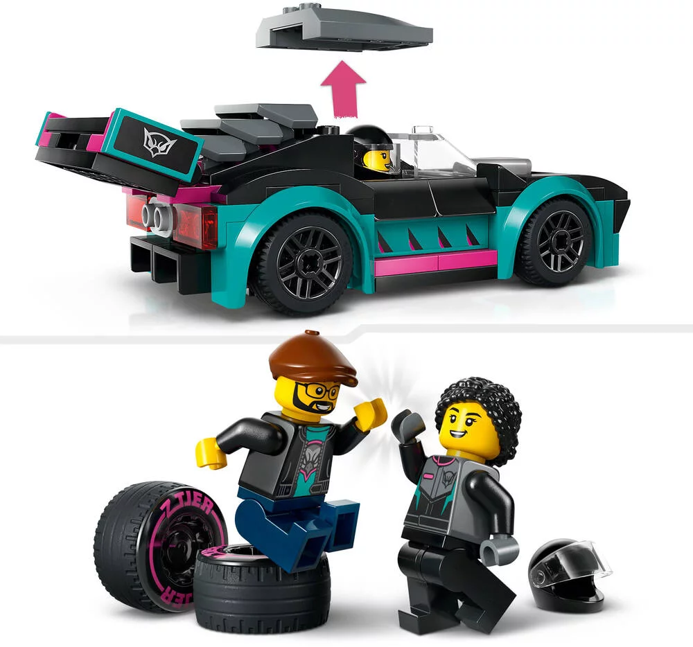 LEGO®CITY 60406 - LA VOITURE DE COURSE ET LE CAMION DE TRANSPORT DE VOITURES