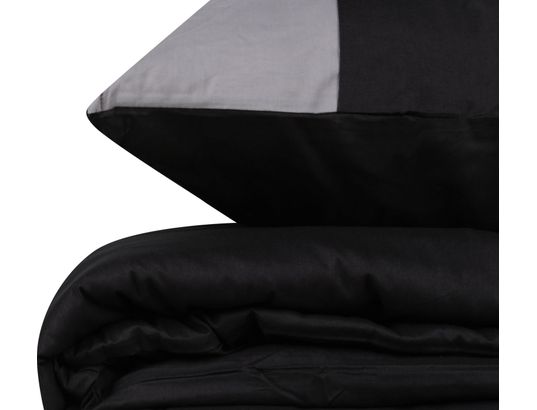 CONCEPT1 - Parure de lit housse de couette Unie 240x220cm + 2 taies 60x60 noir et gris