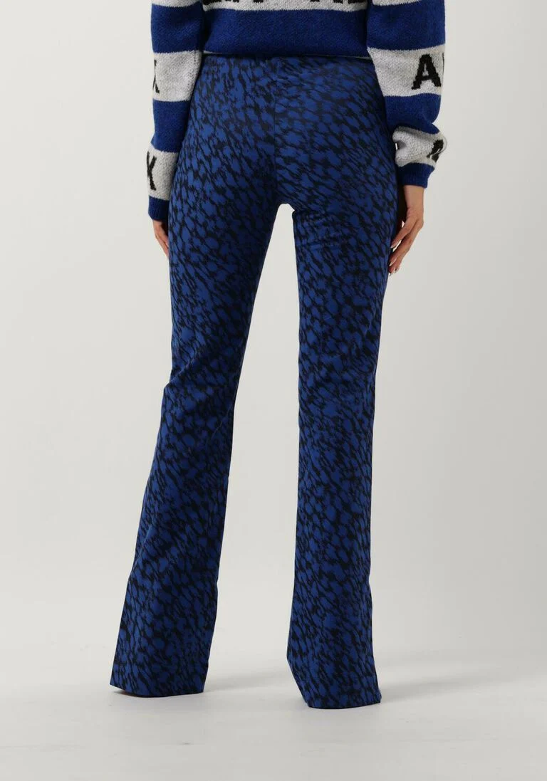 ALIX THE LABEL kobalt alix the label flared broek ladies woven sketchy animal flared pants