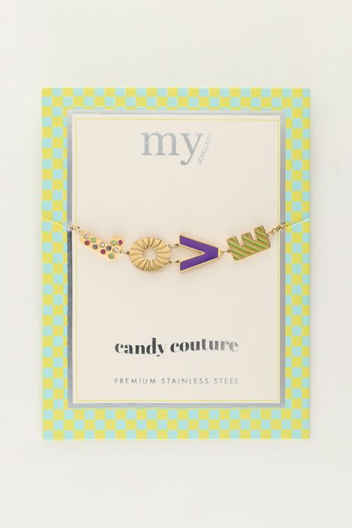 Candy armband love paars