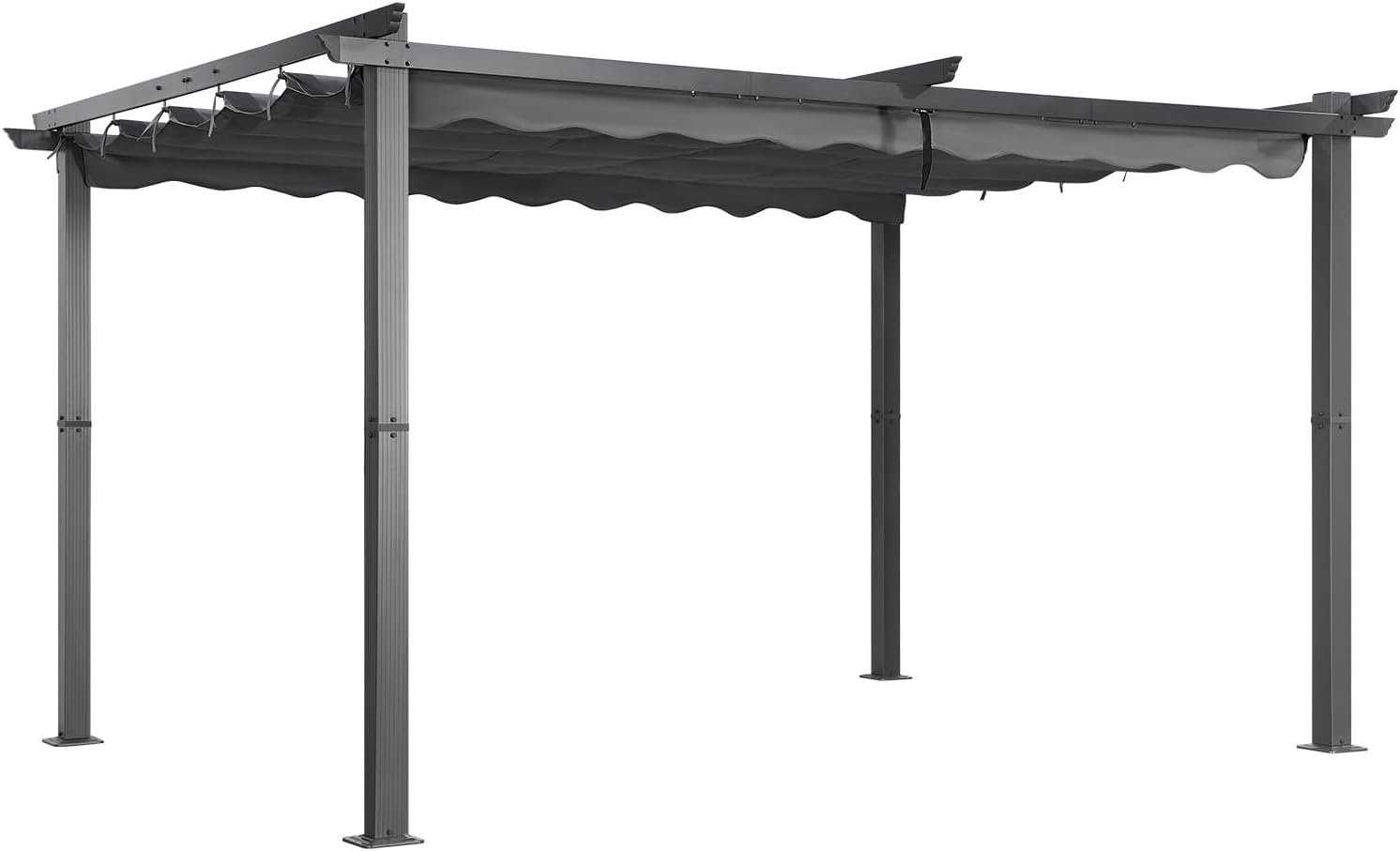 Angel Living Garten Pergola 3 x 4 m Pavillon Gartenpavillon aus Aluminium in anthrazit, Dachrohre aus Stahl, Verstellbares Dach aus Polyester Grau