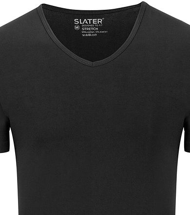 Slater 2-pack Stretch V-hals T-shirt Zwart 6620 kopen
