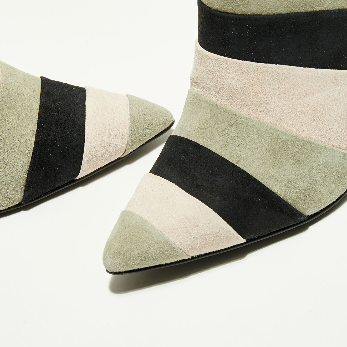 What For Sandales en Velours de Cuir Pacey vert pâle - Talon 10.5 cm