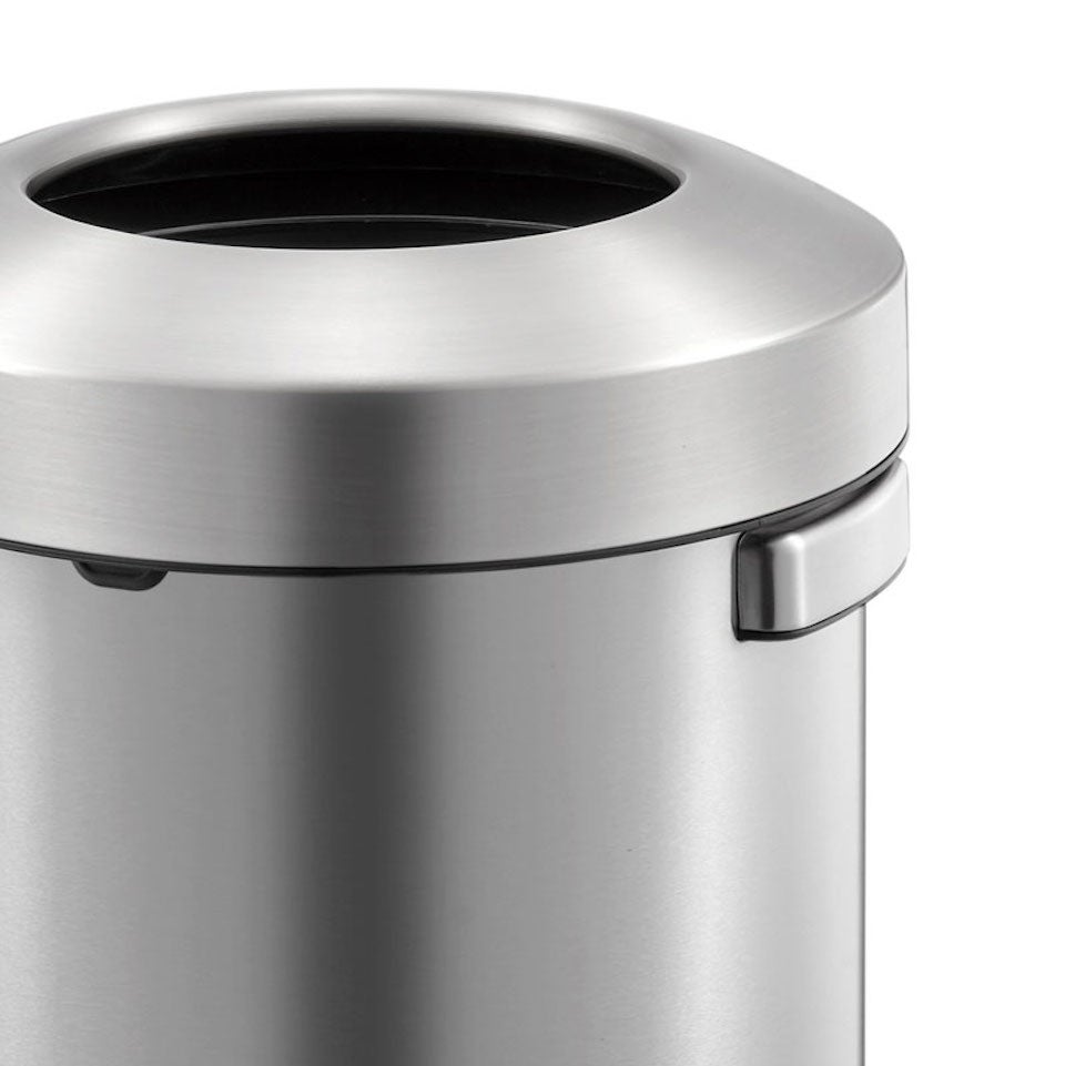 PROREGAL Stijlvolle open afvalbak van geborsteld roestvrij staal 50 liter HxØ 59,6 x 37 cm Zilver
