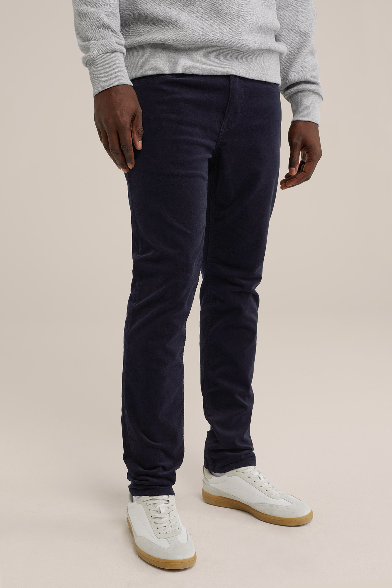 slim fit broek van corduroy Fundamentals Donkerblauw