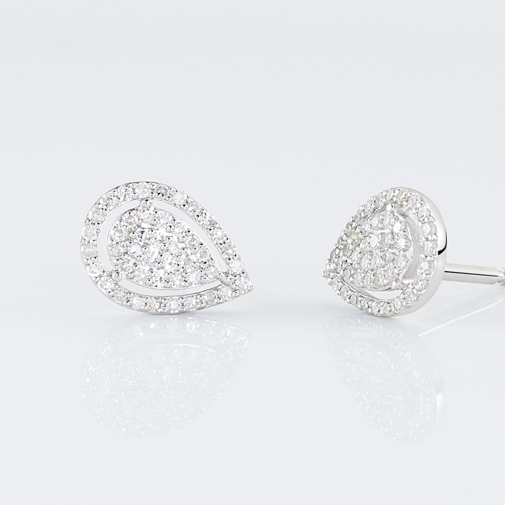 Boucles D'oreilles Puces Izia Or Blanc Diamant
