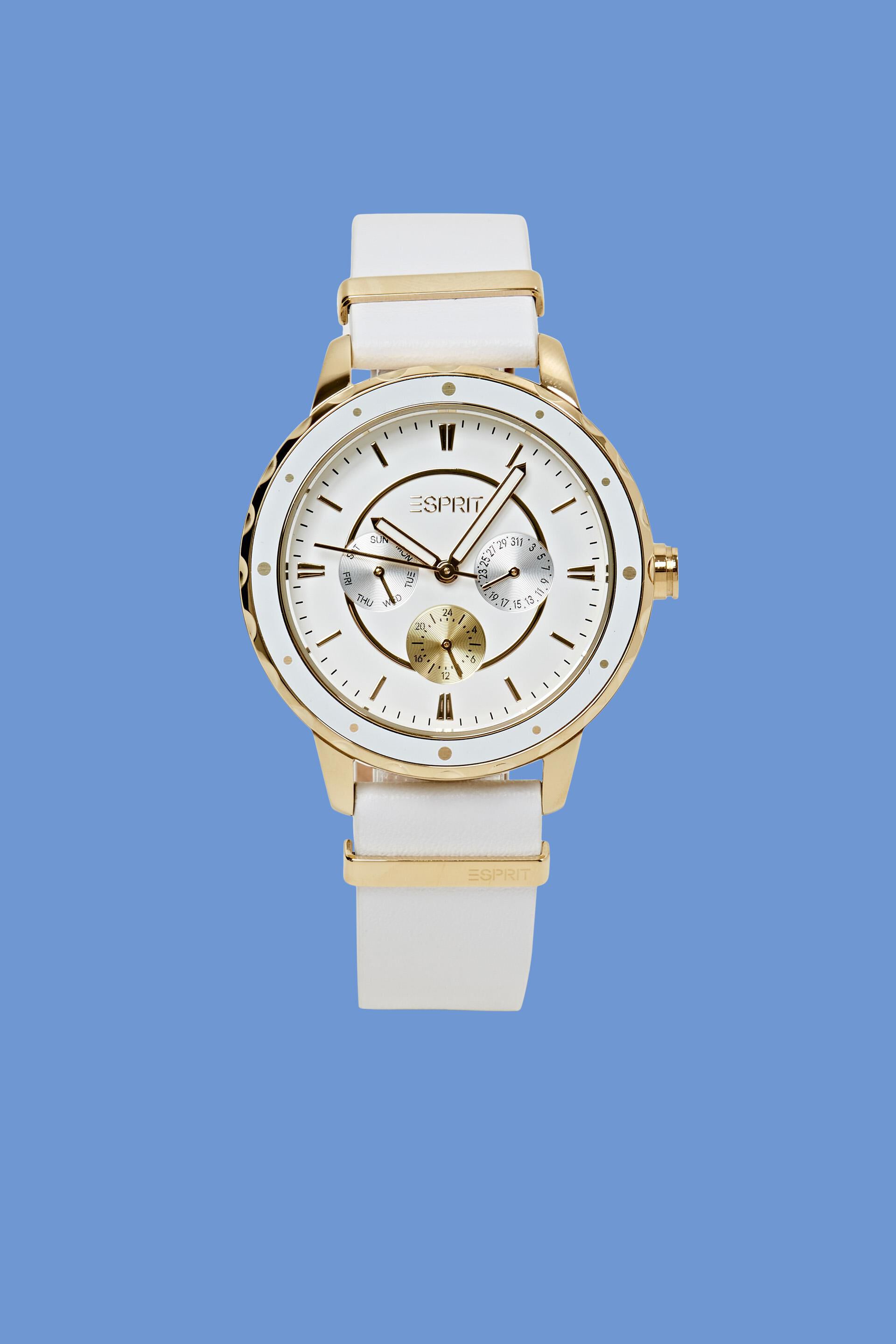 Montre multifonction à bracelet en cuir