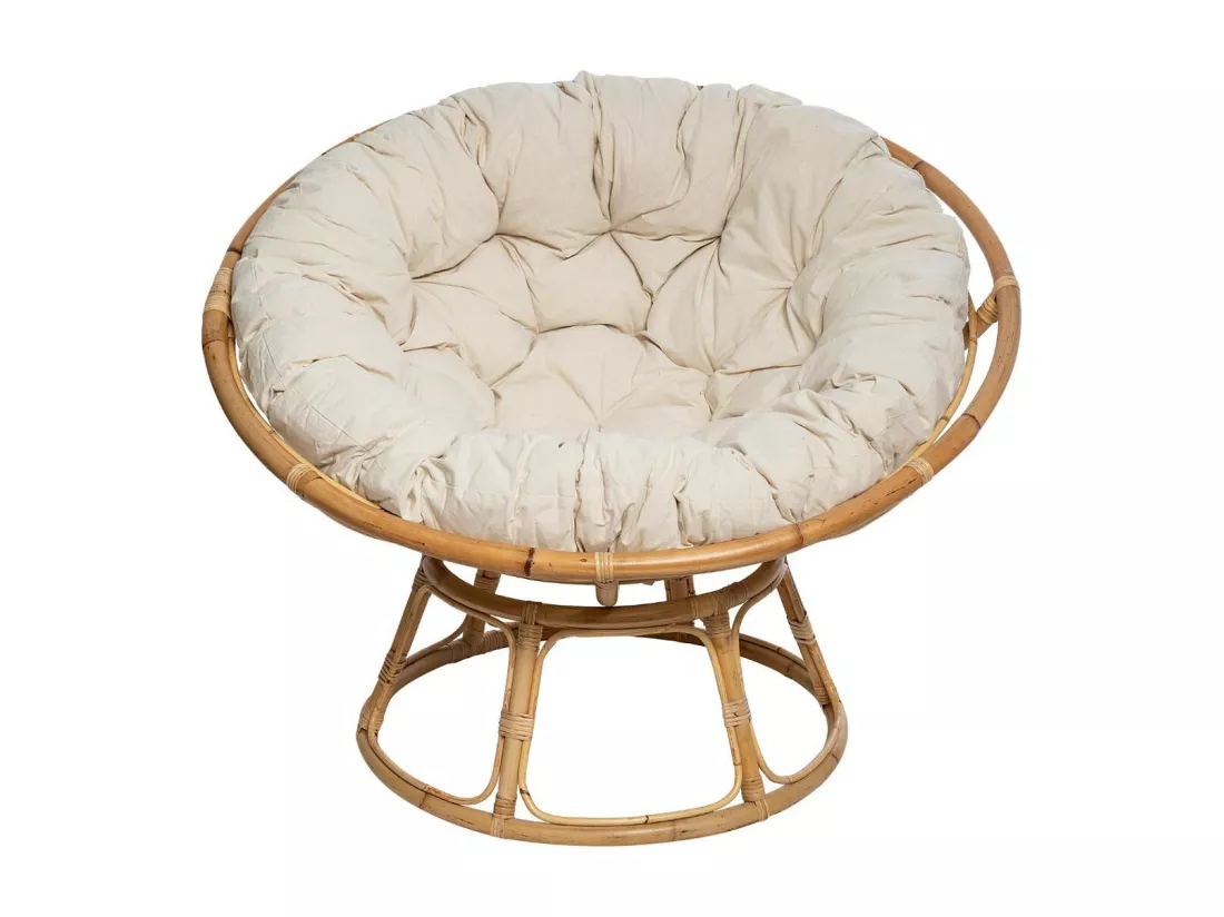 Fauteuil en Rotin style loveuse et Coussin en Coton H 80 cm
