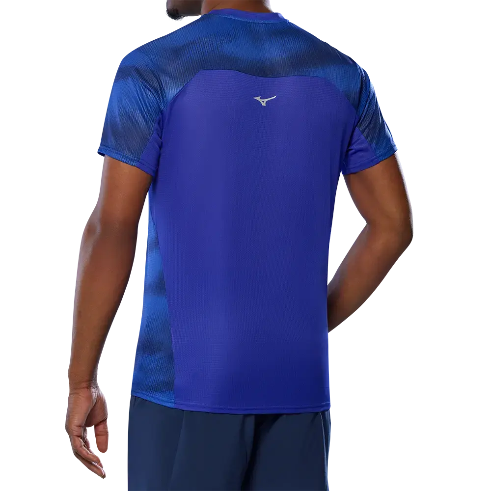 Mizuno DryAeroFlow Graphic Hardloopshirt Korte Mouwen Blauw Heren