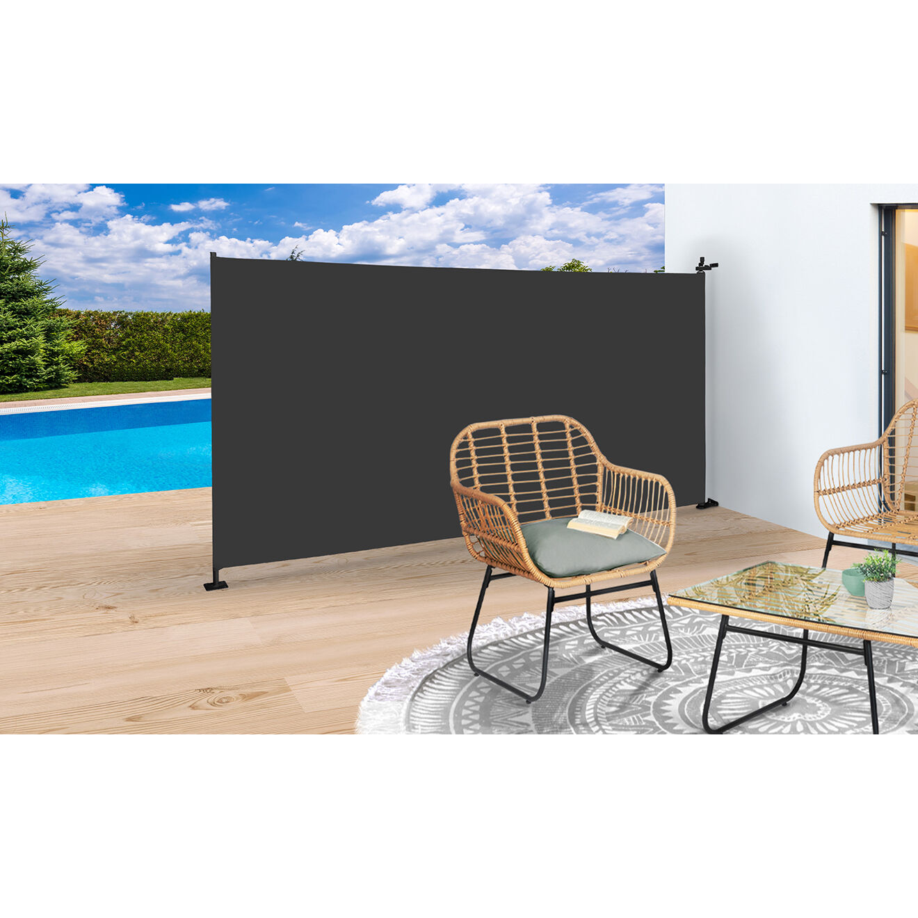 Pratik Garden Paravent Retractable M anthracite  - 300x150/180 cm