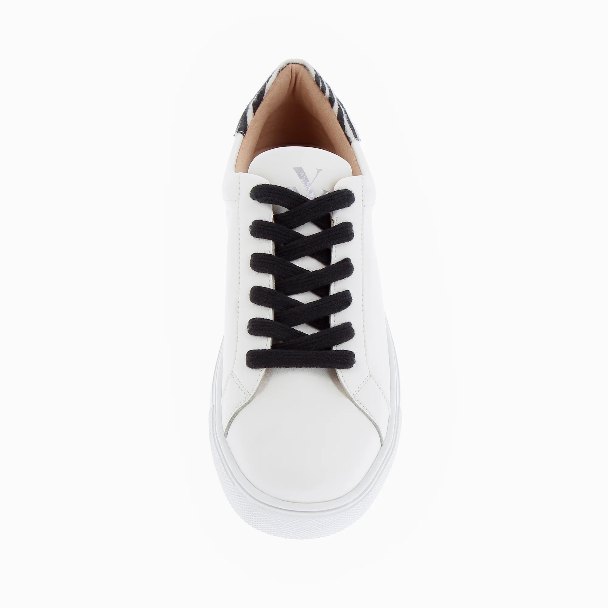 Sneakers-Baskets Steph blanc et imprimé zèbre à lacets noirs