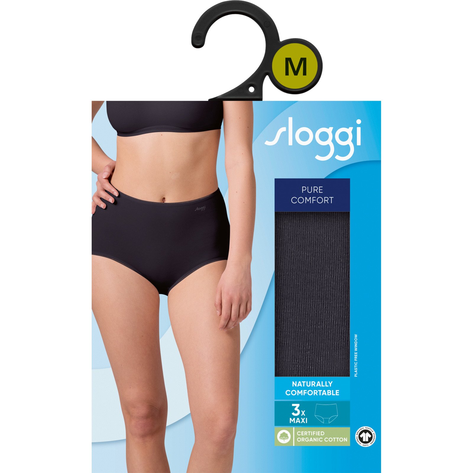 Sloggi Damen-Slip 3er Pack Pure Comfort Maxi XS, schwarz