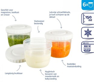 Difrax Moedermelk en Babyvoeding Bewaarbakjes 6ST