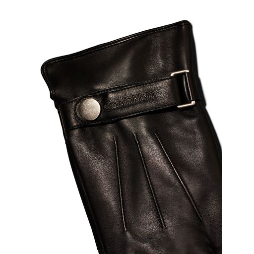 Calvin Klein Leather Rivet Handsker, Ck Black, L/XL