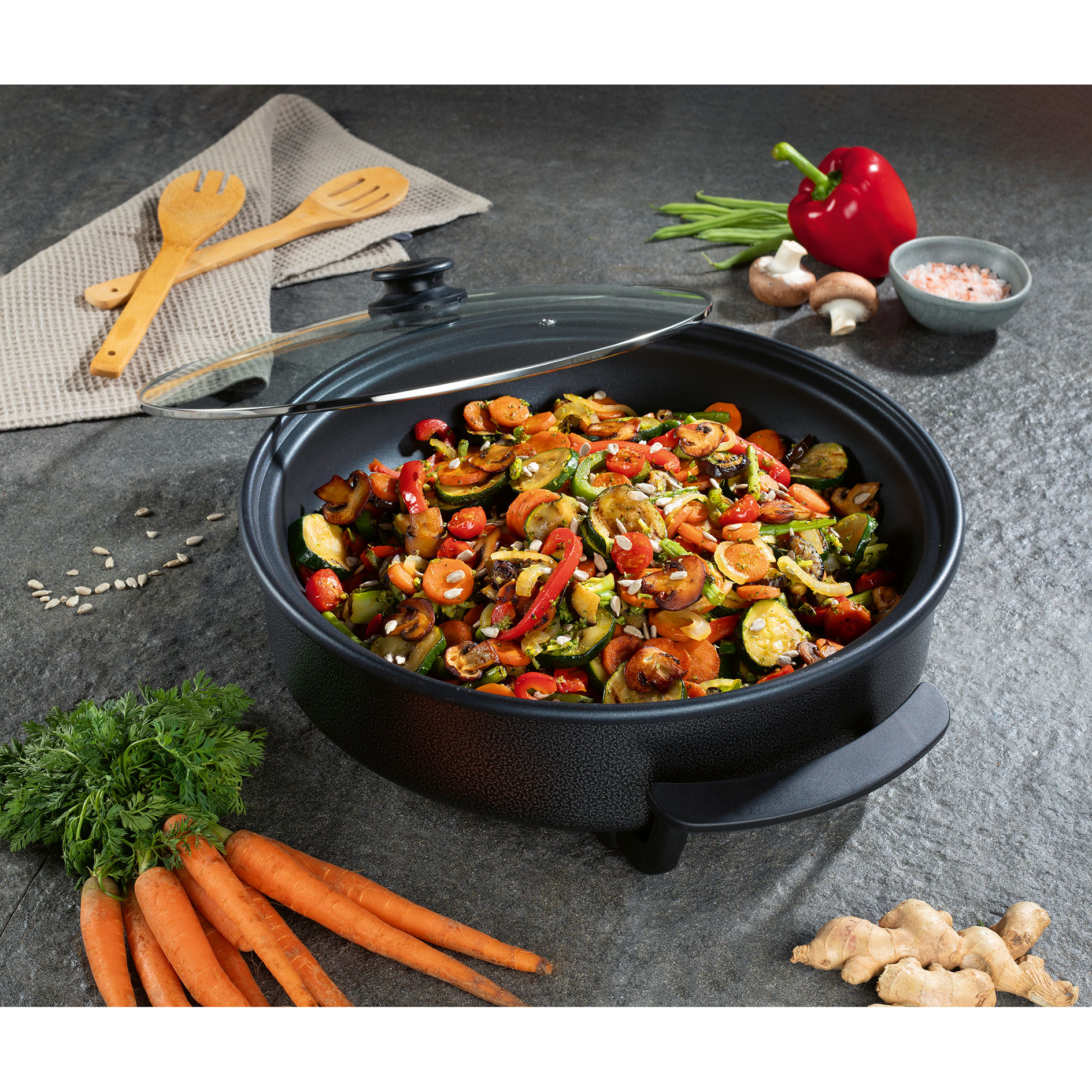 GOURMETMAXX Pizza-Pfanne 12316 - schwarz - elektrisch