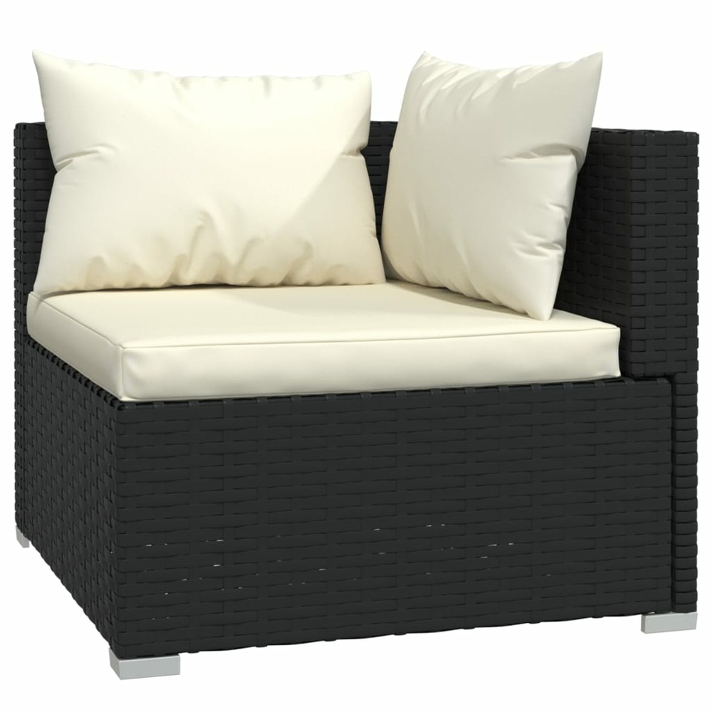 Salon de jardin meuble d'extérieur ensemble de mobilier 6 pièces avec coussins résine tressée noir