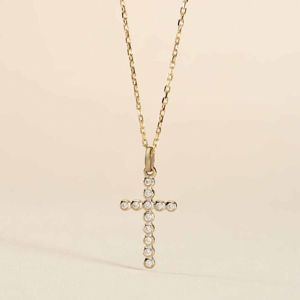 Pendentif Canice Croix Or Jaune Oxyde De Zirconium